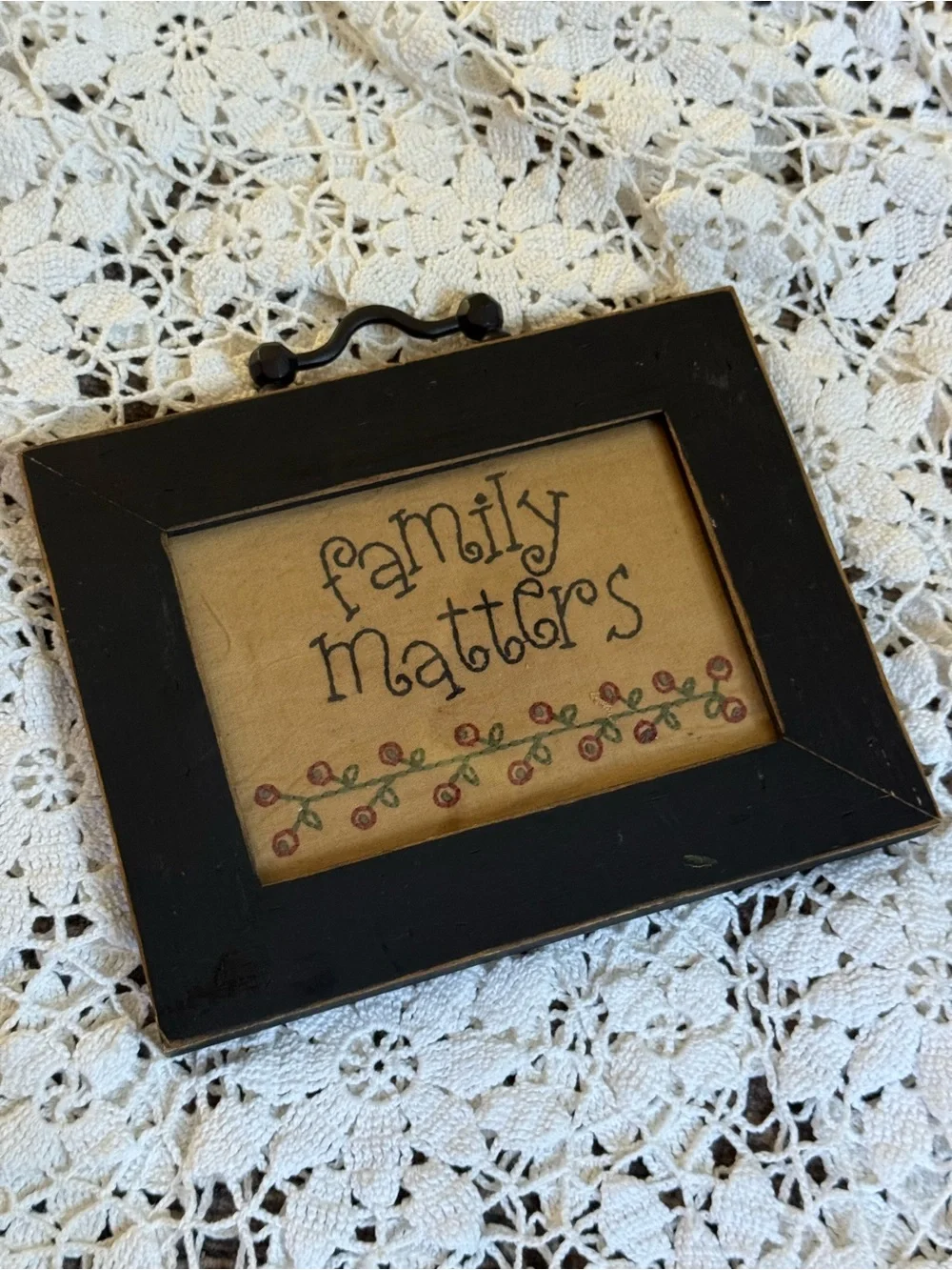 Primitive Family Matters Framed Folk Art Sampler Rustic Country Decor